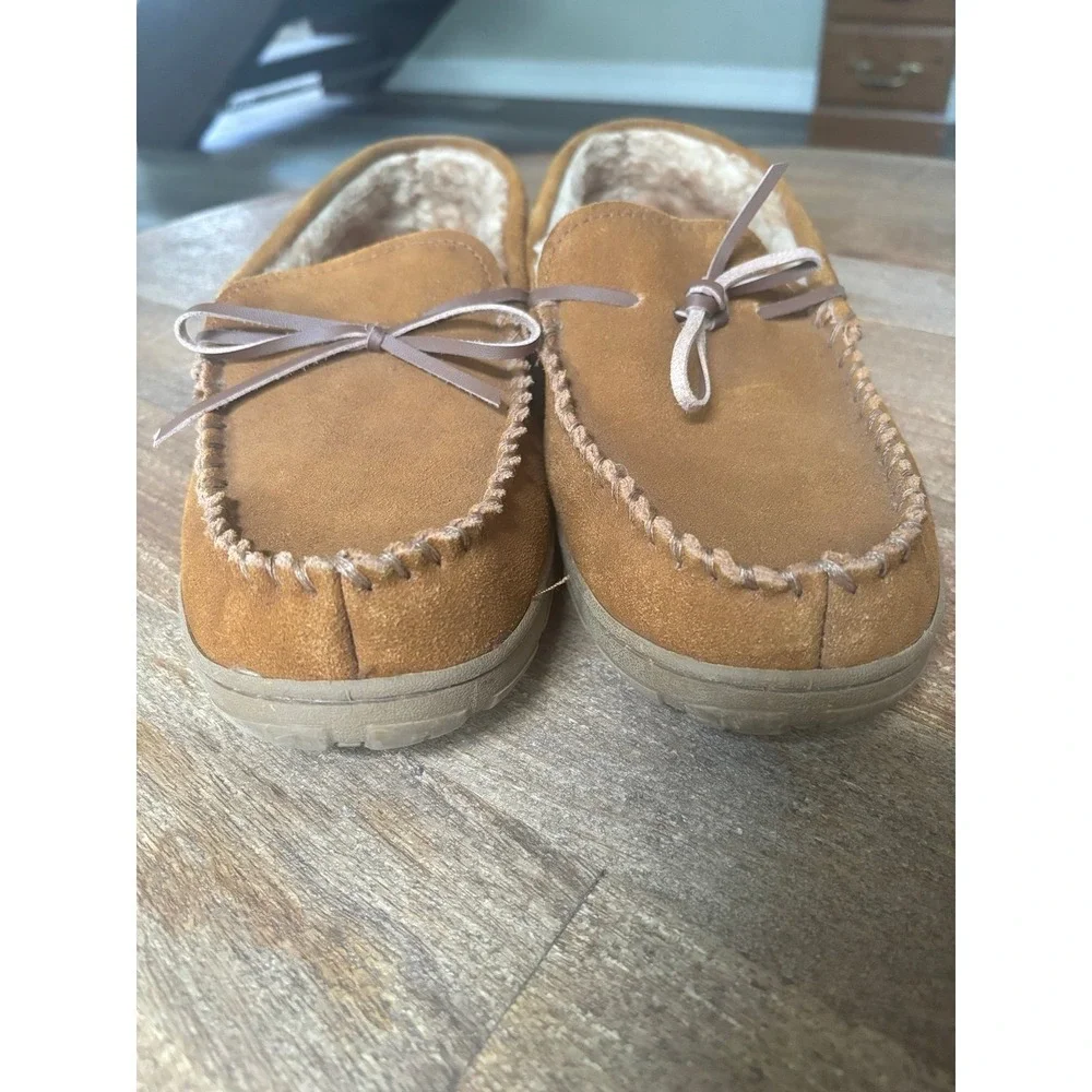 Men's sz 9.5 CHAPS‎ Tuscany Brow Suede Leather Slippers